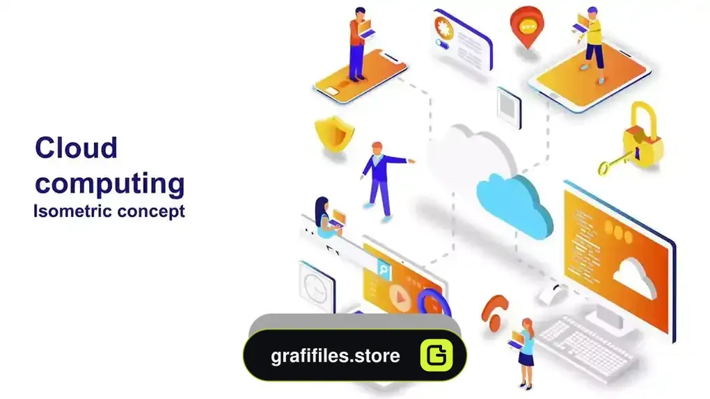 پروژه افترافکت موشن گرافیک ایزومتریک حافظه ابری Cloud Computing – Isometric Concept