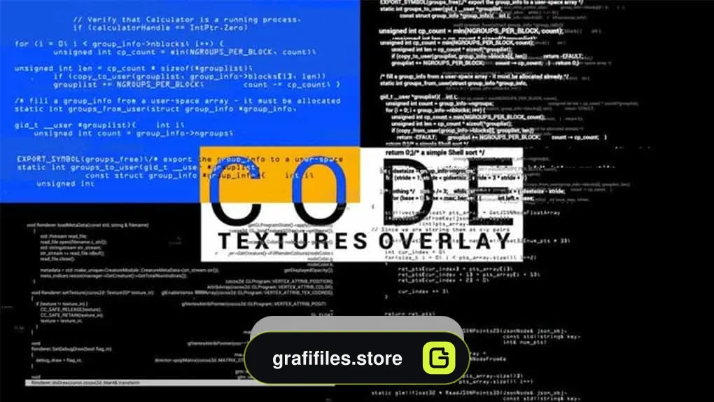 دانلود فوتیج نمایش کد برنامه نویسی روی صفحه نمایش Code Textures Overlay