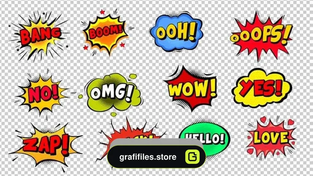 دانلود فوتیج نمایش عناوین کمیک با جرقه Comic Bubbles
