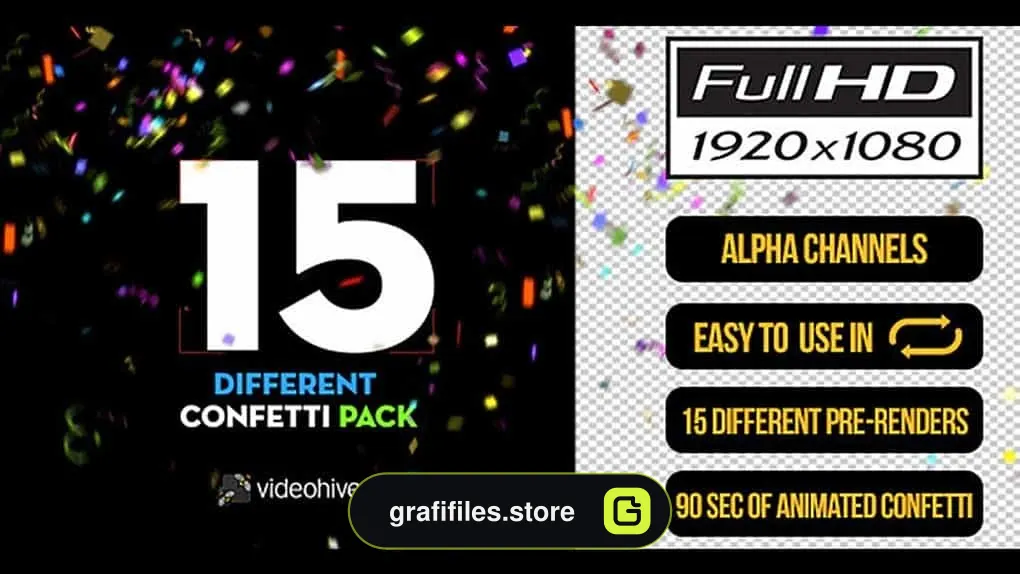 دانلود فوتیج کاغذ رنگی جشن Confetti Pack
