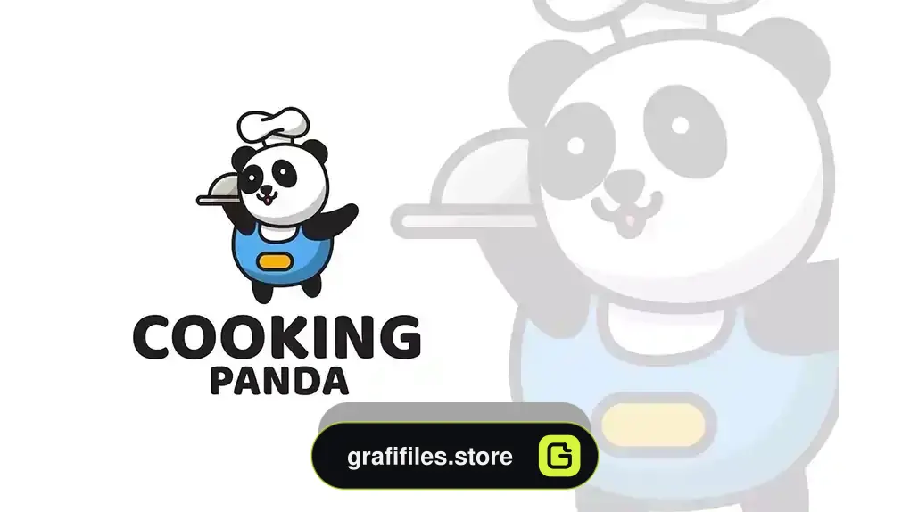 دانلود وکتور لوگو پاندا آشپز Cooking Panda Cute Logo Template