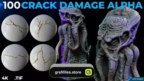 دانلود تصویر آلفا ترک و شکاف Crack Damage Alpha
