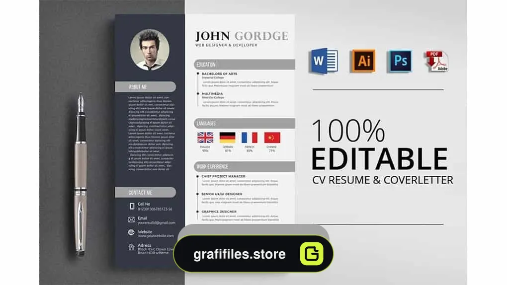 دانلود فایل لایه باز رزومه Creative CV Resume Word Design