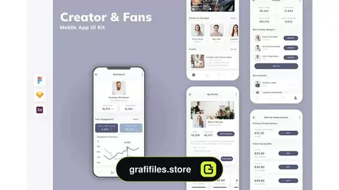 دانلود رابط کاربری اپلیکیشن کریتور طرفداران Creator &amp; Fans Mobile App UI Kit