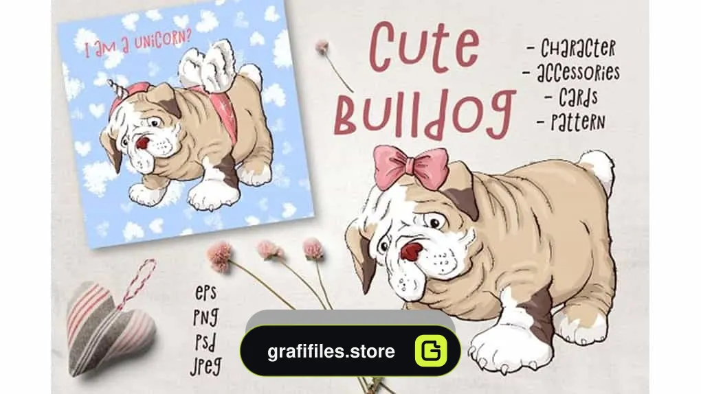 دانلود وکتور و کلیپ آرت سگ Cute Bulldog