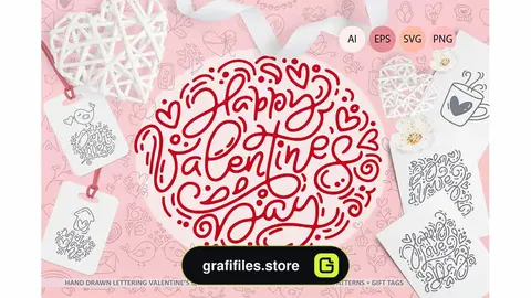 دانلود وکتور و کلیپ آرت ولنتاین Cute Valentines Elements
