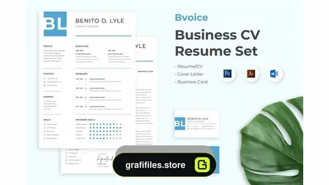 دانلود قالب آماده ورد رزومه Bvoice – Business Clean Resume CV Set