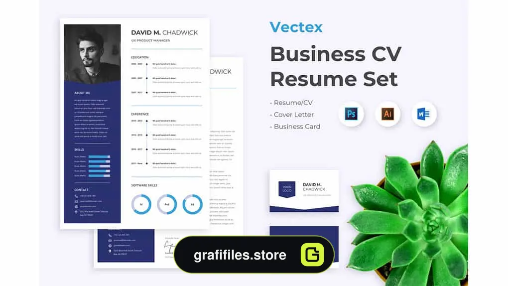 دانلود قالب آماده ورد رزومه Vectex – Business Clean Resume CV Set