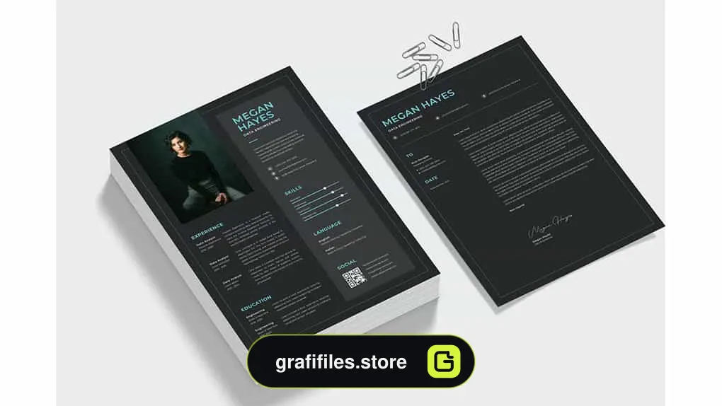 دانلود قالب آماده ورد رزومه Dark Resume Word
