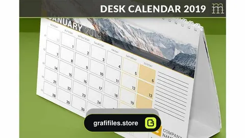 دانلود قالب ایندیزاین تقویم رومیزی Desk Calendar 2019