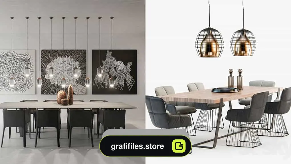 دانلود 70 مدل سه بعدی میز غذاخوری از Pro 3DSky – مجموعه اول