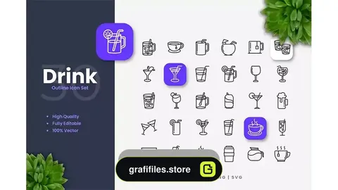 دانلود آیکون نوشیدنی Drink Outline Icons