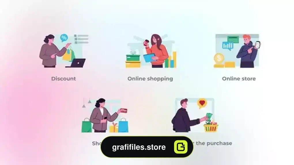 پروژه افترافکت موشن گرافیک تجارت الکترونیک E-commerce – Flat concept