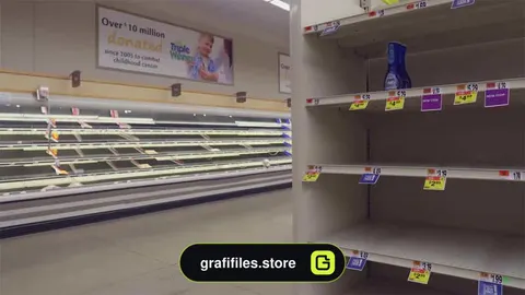 فوتیج قفسه های خالی فروشگاه Empty Grocery Store Shelves