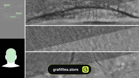 دانلود تکسچر صورت زن 60 ساله از Texturing xyz