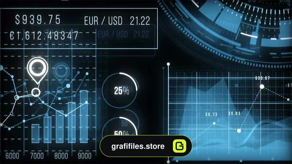 دانلود فوتیج نمودار Finance HUD Graphs
