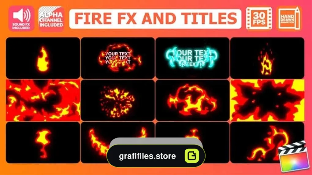 پروژه فاینال کات پرو المان کارتونی آتش Fire FX And Titles