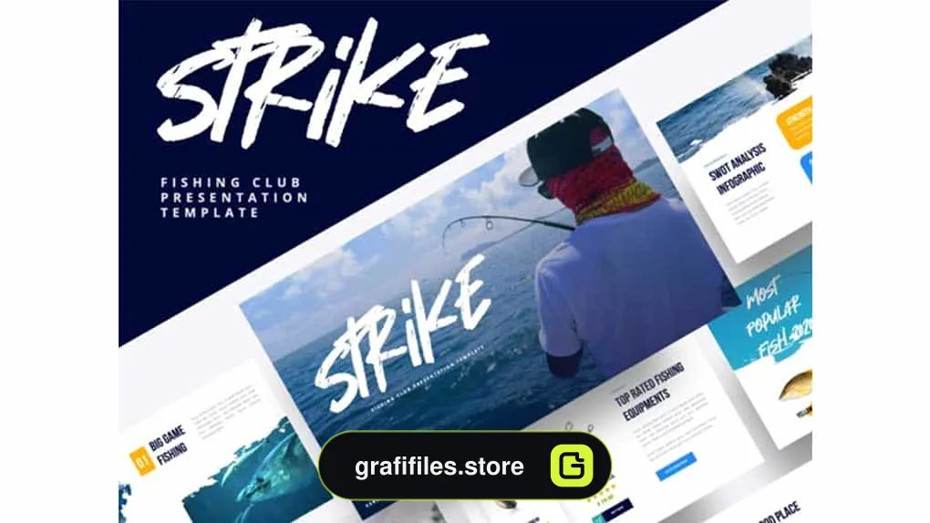 دانلود قالب پاورپوینت ماهیگیری Strike – Fishing Club Powerpoint Template