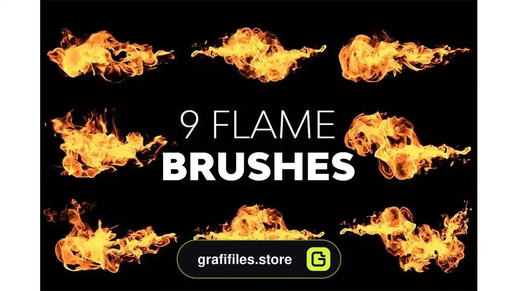 دانلود 9 براش شعله آتش فتوشاپ Flame Brushes