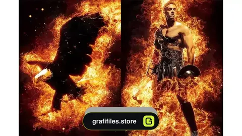 دانلود اکشن فتوشاپ ایجاد افکت شعله آتش بر روی عکس Flames Photoshop Action