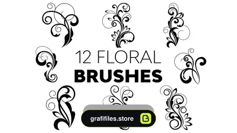 دانلود 12 براش گل و گیاه فتوشاپ Floral Brushes