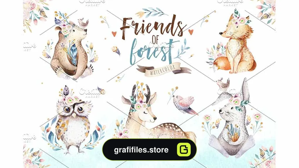 دانلود کلیپ آرت حیوانات Friends of forest