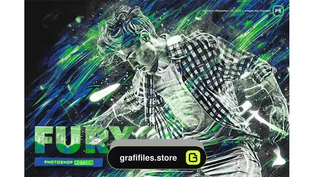 دانلود اکشن فتوشاپ ایجاد افکت انتزاعی خشم بر روی تصاویر Fury 2 Photoshop Action
