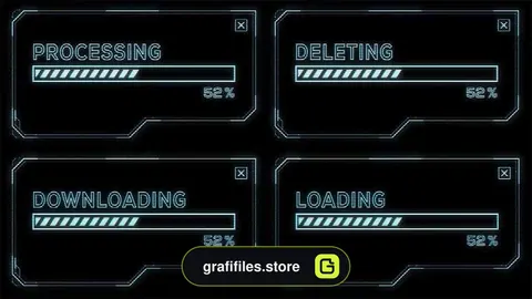 دانلود فوتیج نوار بارگذاری Futuristic HUD Progress Bars