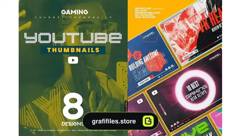 دانلود طرح لایه باز کاور ویدیو یوتیوب بازی Gaming YouTube Thumbnails
