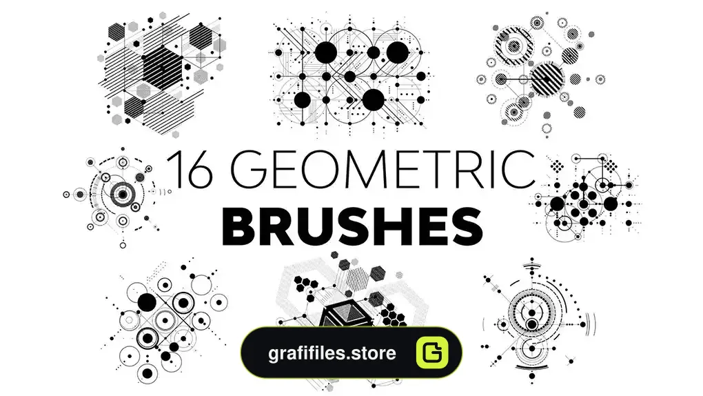 دانلود 16 براش فتوشاپ اشکال هندسی Geometric Brushes