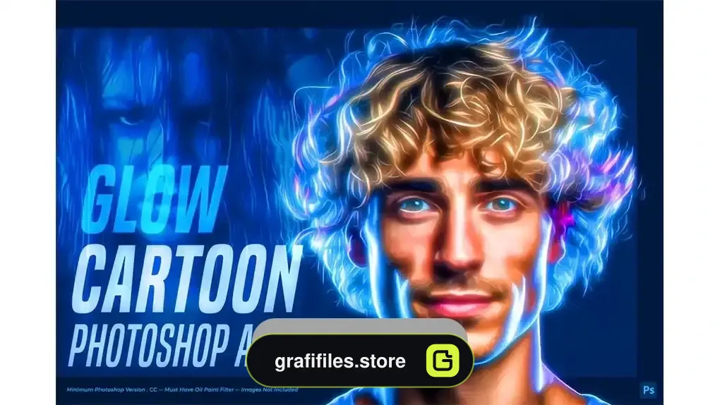 دانلود اکشن فتوشاپ ایجاد افکت کارتونی درخشان بر روی تصاویر Glow Cartoon Photoshop Action