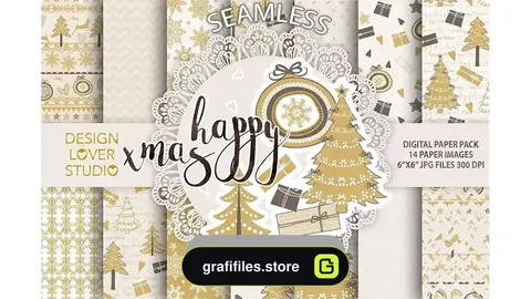 دانلود بک گراند کاغذ دیجیتال کریسمس طلایی Gold christmas digital paper pack