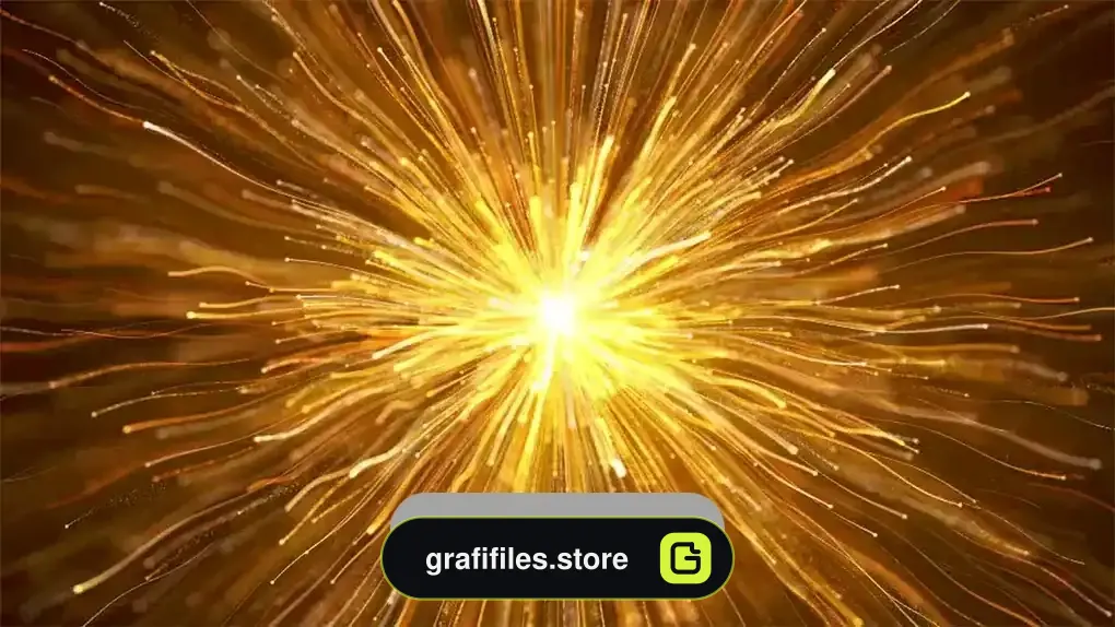دانلود بک گراند موشن گرافیک انفجار نوار ذرات طلایی Golden Particle Strips Explosion