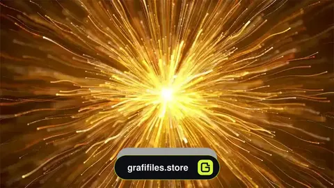 دانلود بک گراند موشن گرافیک انفجار نوار ذرات طلایی Golden Particle Strips Explosion
