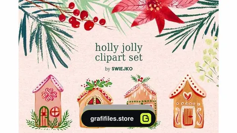 دانلود کلیپ آرت کریسمس Gouache Christmas clipart set