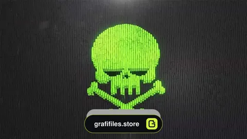 دانلود فوتیج جمجمه سبز Green Skull Blocks Formation