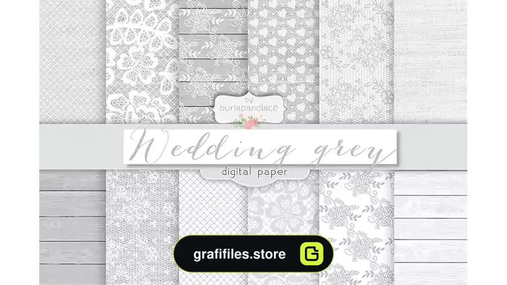 دانلود بک گراند کاغذ دیجیتال عروسی خاکستری Grey wedding digital paper pack