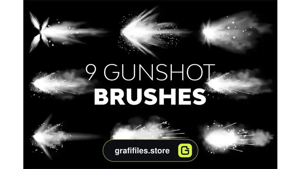 دانلود 9 براش شلیک گلوله فتوشاپ Gunshot Brushes