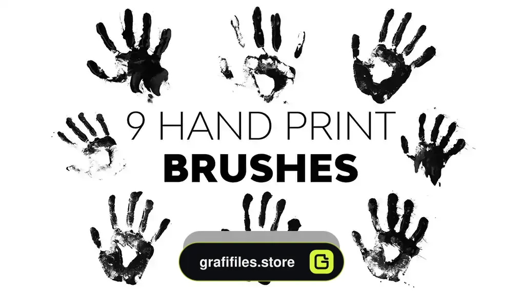 دانلود 9 براش چاپ دست فتوشاپ Hand Print Brushes