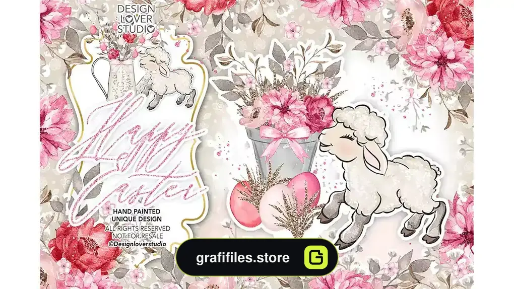 دانلود کلیپ آرت بره عید پاک Happy Easter lamb design