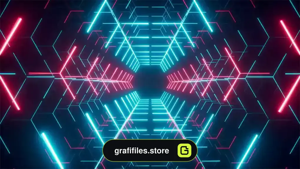 دانلود بک گراند موشن گرافیک تونل نئون شش ضلعی Hexagonal Neon Tunnel
