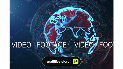 دانلود فوتیج چرخش زمین Holographic Earth Rotation 3d Render
