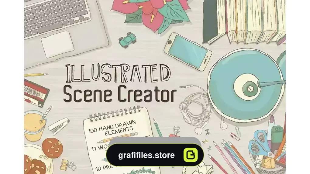 دانلود جعبه ابزار ساخت تصاویر وکتور گرافیکی Illustrated Scene Creator