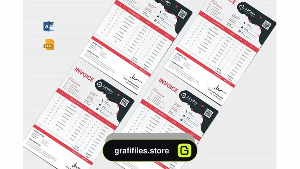 دانلود قالب آماده ورد فاکتور Invoice Word Template