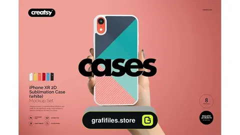 دانلود موکاپ قاب آیفون ایکس IPhone XR 2D Case (white) Mockup Set