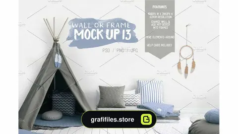 دانلود موکاپ دیوار و قاب عکس اتاق کودک Kids Room Wall/Frame Mock Up 13