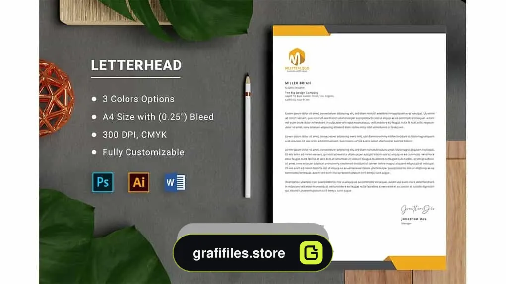 دانلود قالب آماده ورد سربرگ Letterhead Word