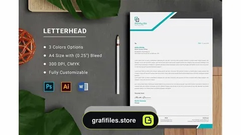 دانلود قالب آماده ورد سربرگ تجاری Letterhead Word