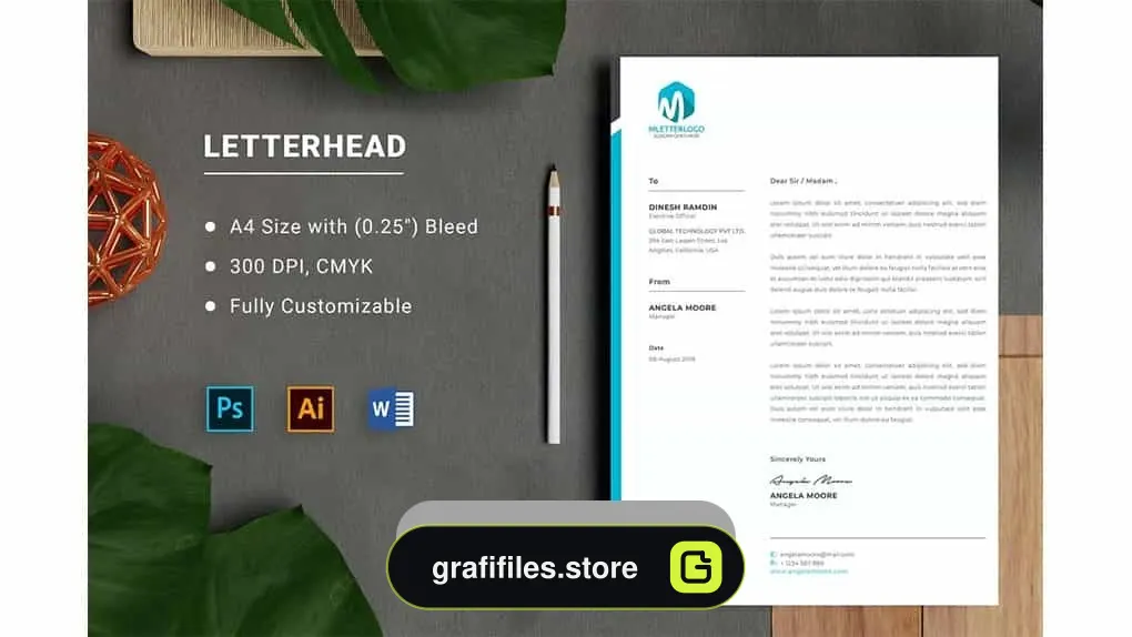 دانلود قالب آماده ورد سربرگ Letterhead Word Template