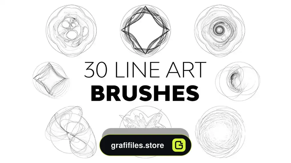 دانلود 30 براش فتوشاپ خطوط هنری Line Art Brushes